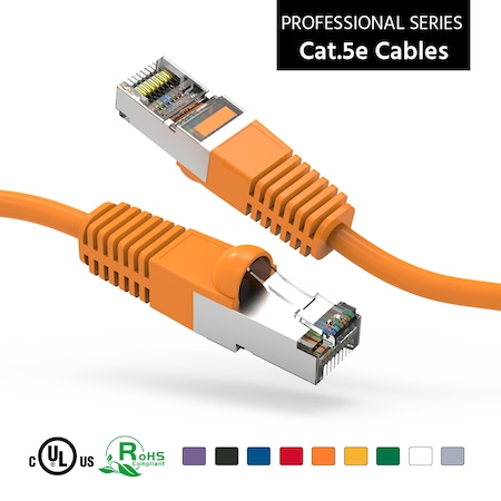 CAT5E Shielded (FTP) Ethernet Network Booted Cable- 7Ft- Orange